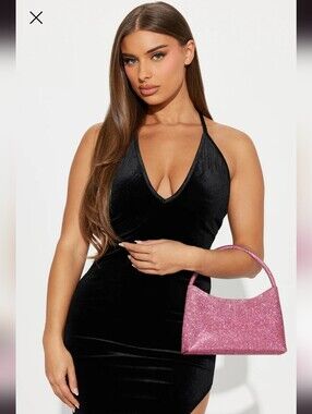 Pink Bedazzled Hanbag- Women's Evening Clutch